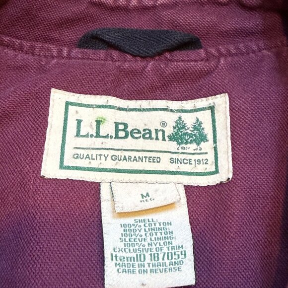 L.L. Bean Mens Burgundy Hunting Barn Coat Plaid Lining Button Front Corduroy Col - Picture 4 of 11